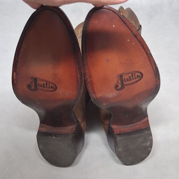Justin Buck Bay Apache Cowboy Boots Brown 12 E Model 2253 New - CONDITION ISSUES main image 11